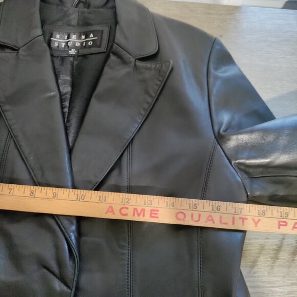 Siena Studio Black Leather Jacket Woman's Size 10 - Picture 6 of 8